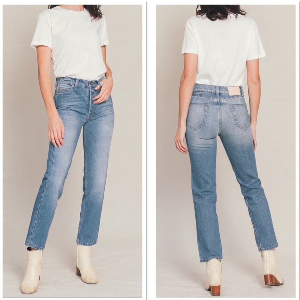 Bliss&Mischief Collector Fit Denim Slim Straight Leg High Rise Cropped Jeans 25